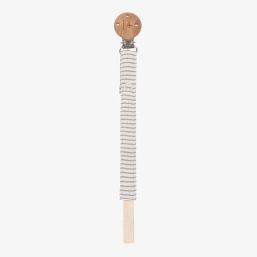 1 + in the family-Ivory & Grey Stripe Dummy Clip | Childrensalon