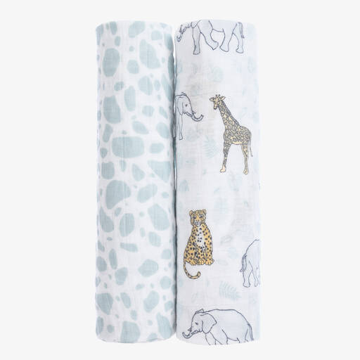 aden + anais-White Cotton Muslin Swaddles (2 Pack) | Childrensalon