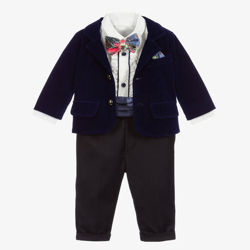 Andreeatex-Boys Blue Velvet Suit Set | Childrensalon