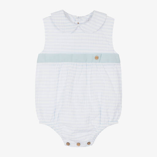 Babidu-Baby Boys Blue Cotton Striped Shortie | Childrensalon