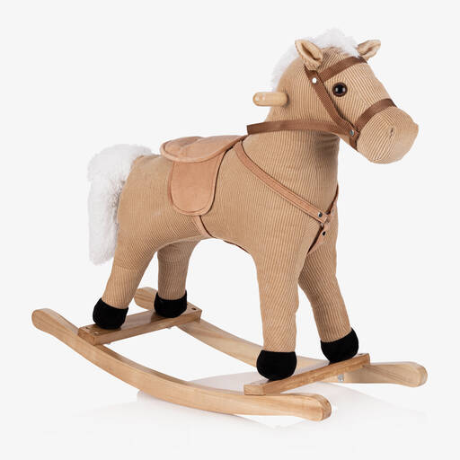 Bigjigs-Beige Corduroy Rocking Horse (65cm) | Childrensalon