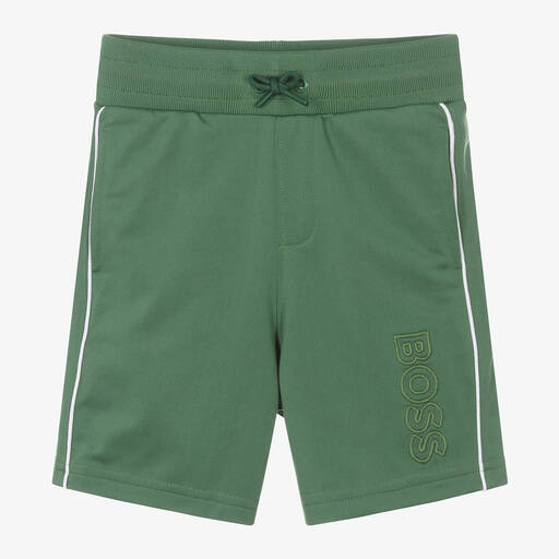 BOSS-Boys Green Jersey Shorts | Childrensalon