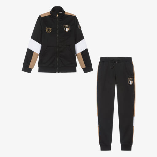 BOSS-Teen Boys Black Football Tracksuit | Childrensalon