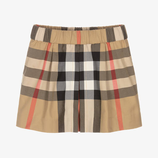 Burberry-Baby Girls Beige Check Skirt | Childrensalon