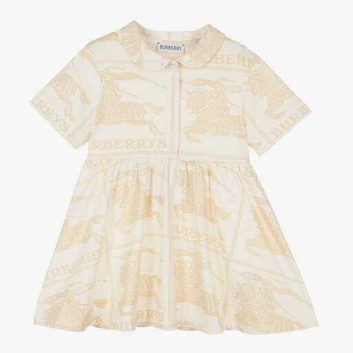 Burberry-Baby Girls Ivory EKD Cotton Dress | Childrensalon