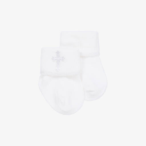 Country Kids-White Cotton Christening Baby Socks | Childrensalon