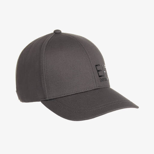 EA7 Emporio Armani-Grey Cotton EA7 Logo Cap | Childrensalon