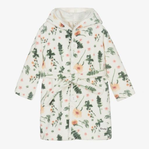 Elodie-Ivory Floral Velour Bathrobe | Childrensalon