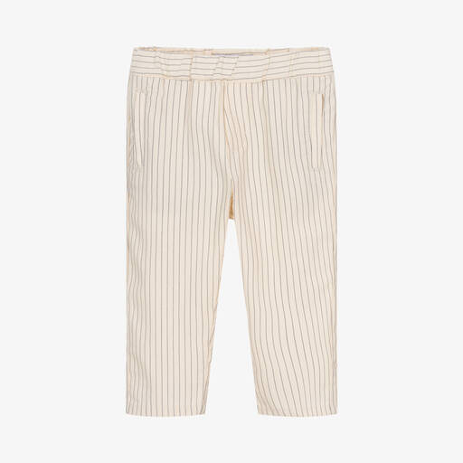 Emporio Armani-Baby Boys Ivory Cotton & Linen Trousers | Childrensalon