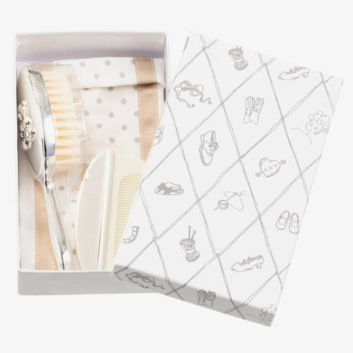 English Trousseau-Silver Baby Brush & Comb Gift Set | Childrensalon