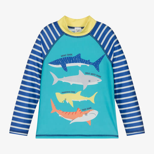 Frugi-Boys Blue Shark Sun Protective Top (UPF50+) | Childrensalon