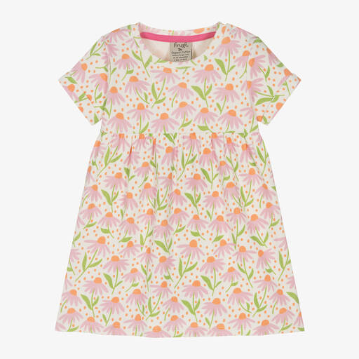 Frugi-Girls White Cotton Floral Print Dress | Childrensalon