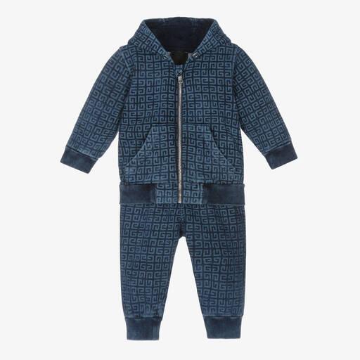 Givenchy-Boys Blue 4G Cotton Tracksuit | Childrensalon