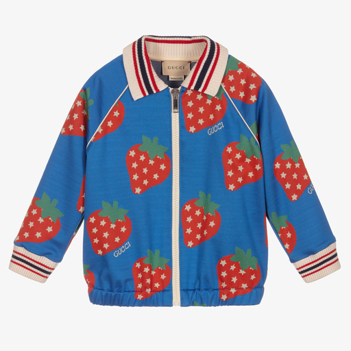 Gucci-Blue & Red Baby Zip-Up Top | Childrensalon