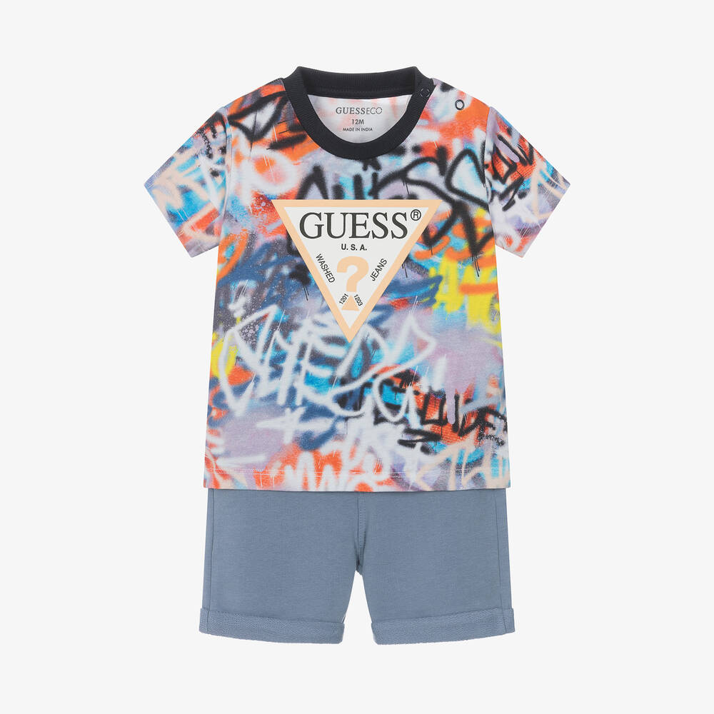 Guess - Baby Boys Blue Cotton Shorts Set | Childrensalon