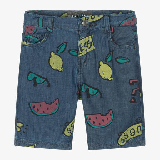 Guess-Boys Blue Chambray Shorts | Childrensalon