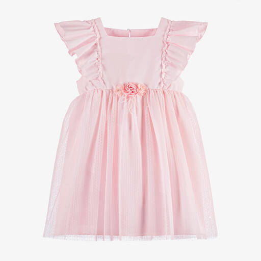 Jamiks-Girls Pink Cotton & Tulle Dress | Childrensalon