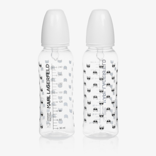 KARL LAGERFELD KIDS-White Baby Bottles (2 Pack) | Childrensalon