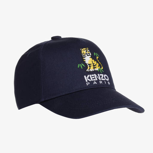 KENZO KIDS-Navy Blue Cotton KOTORA Tiger Cap | Childrensalon