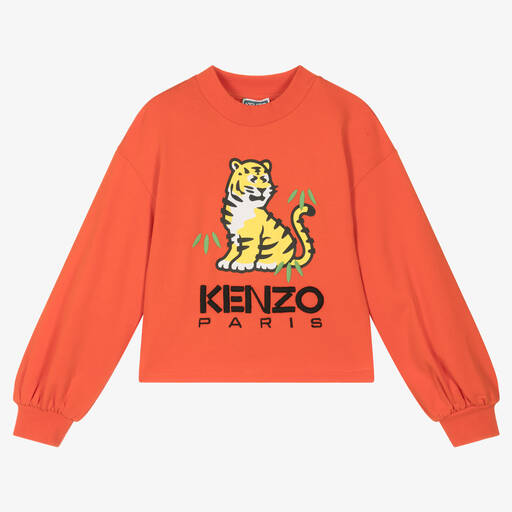 KENZO KIDS-Teen Girls Orange Cotton KOTORA Sweatshirt | Childrensalon