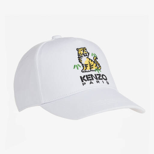 KENZO KIDS-White Cotton KOTORA Tiger Cap | Childrensalon