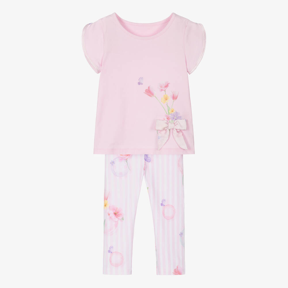 Lapin House - Girls Pink Cotton Leggings Set | Childrensalon