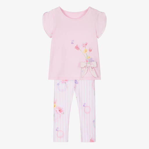 Lapin House-Girls Pink Cotton Leggings Set | Childrensalon