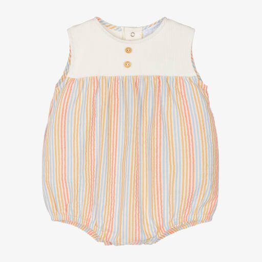 Laranjinha-Beige Striped Seersucker Shortie | Childrensalon