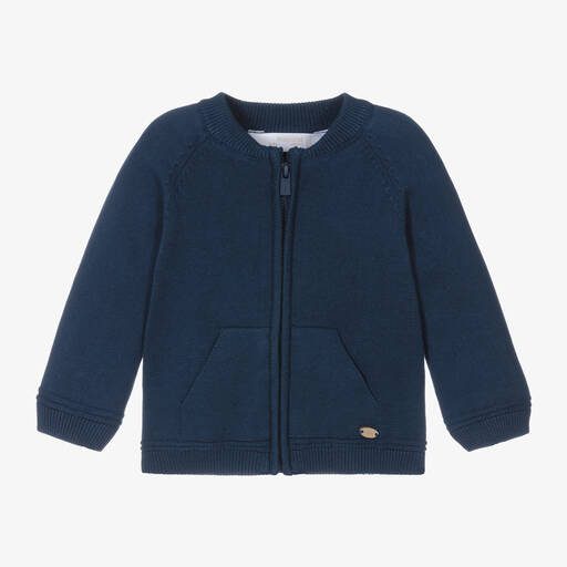 Mayoral Newborn-Baby Boys Navy Blue Cotton-Knit Cardigan | Childrensalon