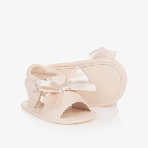 Mayoral Newborn-Baby Girls Ivory Bow Pre-Walker Sandals | Childrensalon