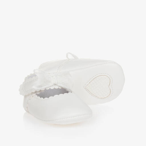 Mayoral-Baby Girls White Bow Pre-Walker Shoes | Childrensalon