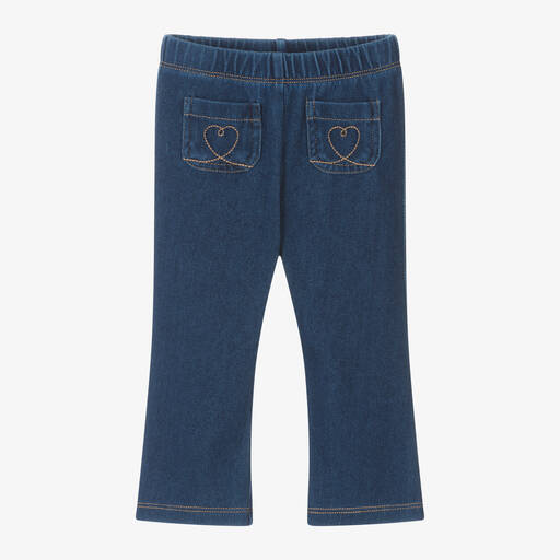 Mayoral-Girls Blue Flared Cotton Heart Jeggings | Childrensalon