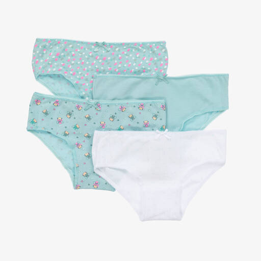 Mayoral-Girls Light Blue Cotton Knickers (4 Pack) | Childrensalon