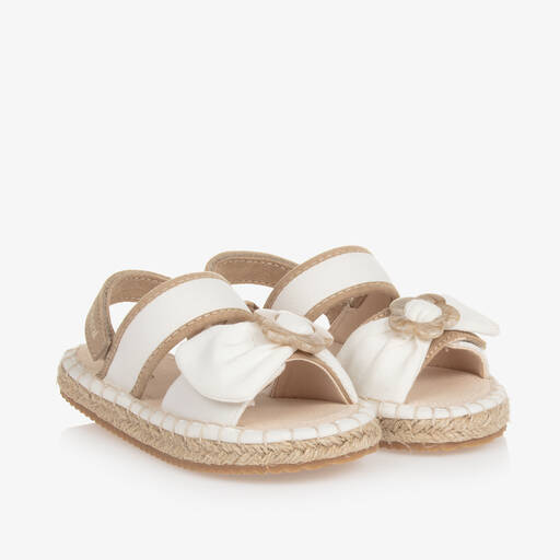 Mayoral-Girls White Canvas Velcro Sandals | Childrensalon