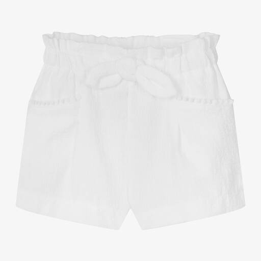 Mayoral-Girls White Cotton Shorts | Childrensalon