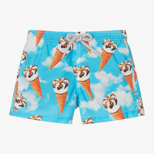 MC2 Saint Barth-Boys Blue Ice Cream Print Swim Shorts | Childrensalon