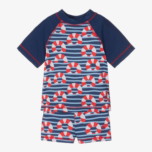 Mitty James-Boys Blue Stripe Swim Ring Swim Set (UPF 50+) | Childrensalon