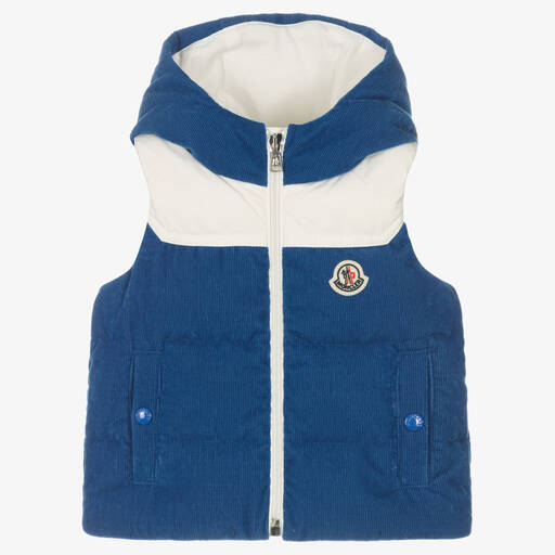 Moncler Enfant-Boys Blue Hooded Down Gilet | Childrensalon