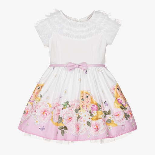 Monnalisa-Girls White Cotton Disney Dress  | Childrensalon