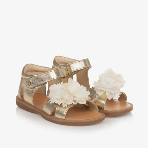 Naturino-Girls Gold Metallic Leather Sandals | Childrensalon