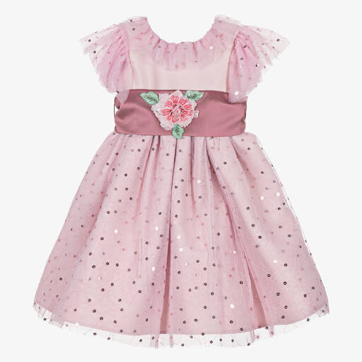 Nicki Macfarlane-Girls Pink Sequined Tulle Dress  | Childrensalon