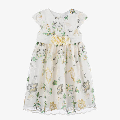 Patachou-Girls Ivory Embroidered Floral Dress | Childrensalon