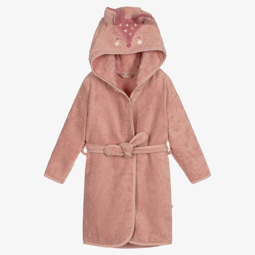 Pippi-Pink Organic Cotton Towelling Bathrobe | Childrensalon