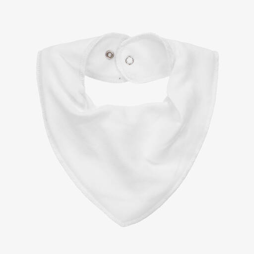 Pippi-White Organic Cotton Bandana Baby Bib | Childrensalon