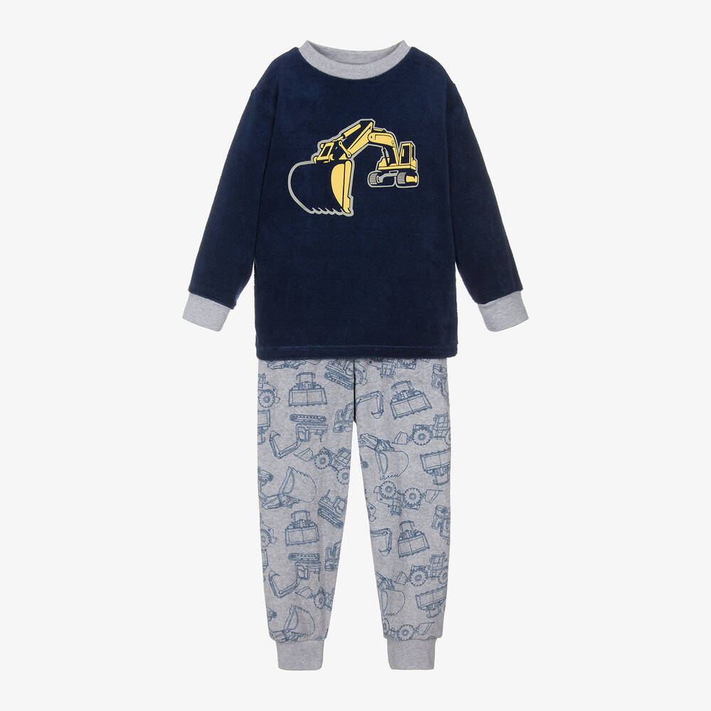 Playshoes - Boys Blue Towelling Pyjamas | Childrensalon