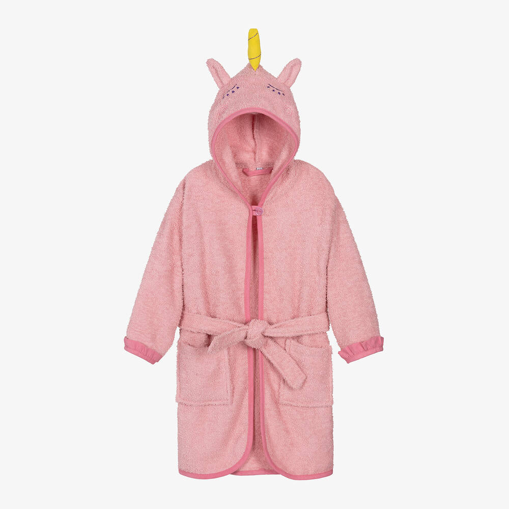 Playshoes - Girls Pink Cotton Towelling Bathrobe | Childrensalon