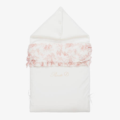 Pureté Du... Bébé-Baby Girls Ivory & Pink Cotton Nest (87cm) | Childrensalon