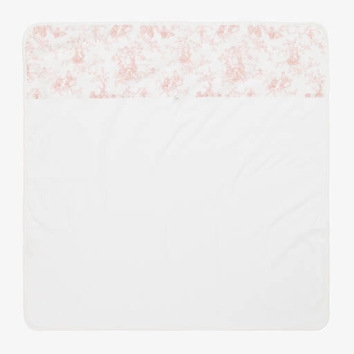 Pureté Du... Bébé-Girls Ivory & Pink Toile de Jouy Blanket (75cm) | Childrensalon