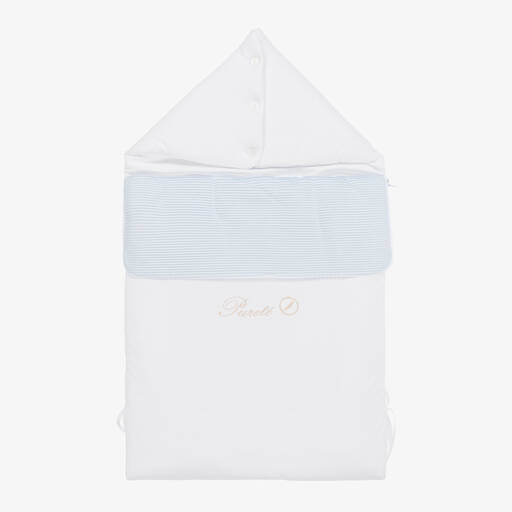 Pureté Du... Bébé-White & Blue Cotton Baby Nest (86cm) | Childrensalon