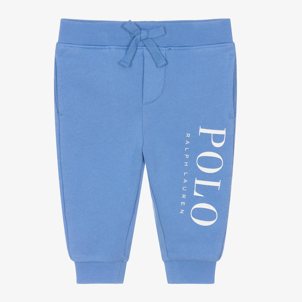 Ralph Lauren - Baby Boys Blue Cotton Polo Joggers | Childrensalon